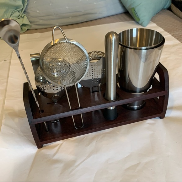 New Stainless Steele Cocktail Shaker Bartending Set with Stand Gift Christmas - Picture 2 of 8